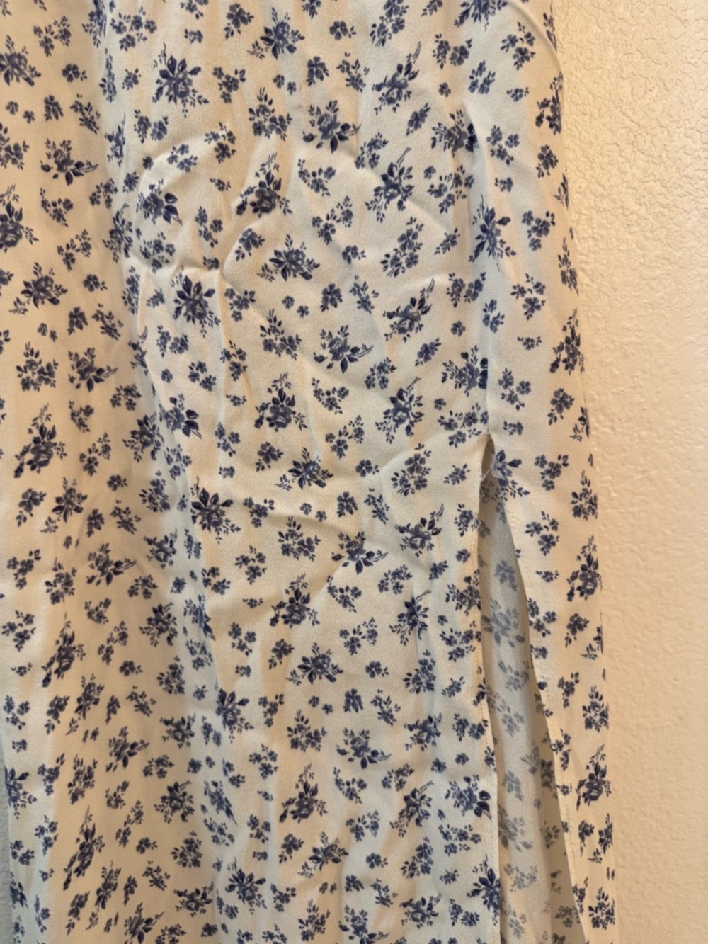 Reformation Crimini Blue and White Floral  Midi Dress with Side Slit - Picture 7 of 12